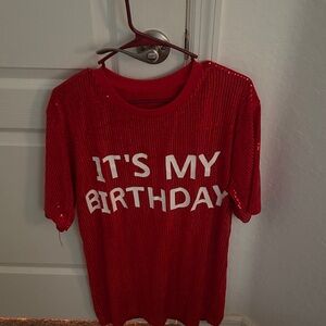 Red Sequin Birthday Tee